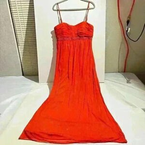 Vintage Newport News Orange Sparkly Chiffon Lined Party Formal Gown Dress 16
